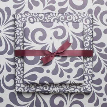 Papier d'emballage de Noël en toile de jute double face "Bembel" motif floral bleu gris en papier 100% recyclé 5