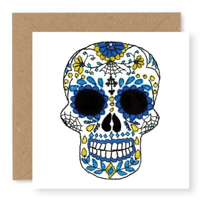 Calavera con Webs - Azul y Dorado