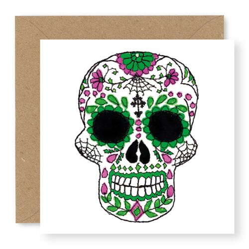 Skull with Webs - Green and Purple