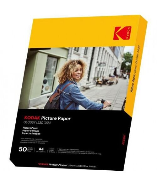 KODAK 9891267 - 50 feuilles de papier photo 230g/m², brillant, Format A4 (21x29,7cm), Impression Jet d'encre