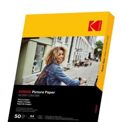 KODAK 9891267 - 50 feuilles de papier photo 230g/m², brillant, Format A4 (21x29,7cm), Impression Jet d'encre
