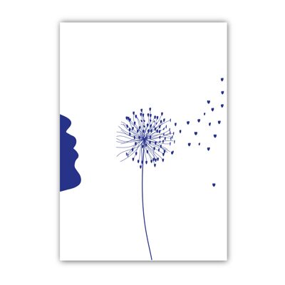 CARD - DANDELION - BLUE HEARTS