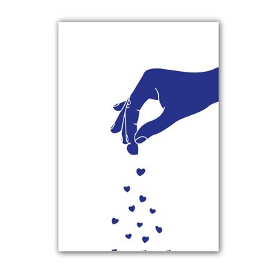 CARD - GIVING HAND - BLUE HEARTS