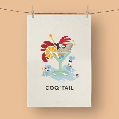 Coq'tail tea towel