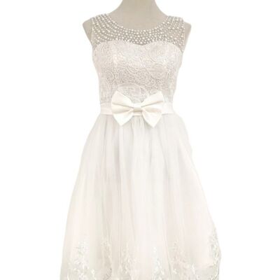 Robe de cocktail courte en tulle Ivoire