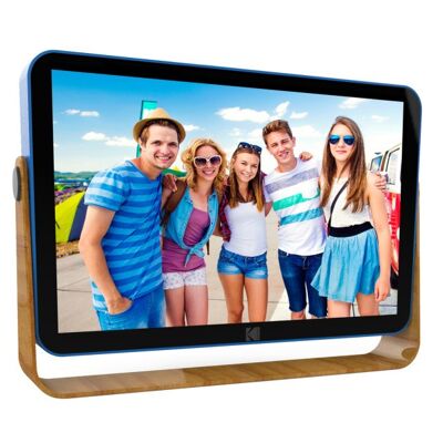 KODAK 10 Inch Wooden Digital Photo Frame with Auto Slide Show and Built-in Memory - Built-in Li-Battery - Ocean Blue