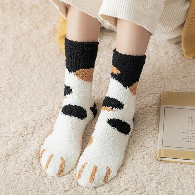 Warm fleece home socks | ladies | cat print | wool | fleece | various colors