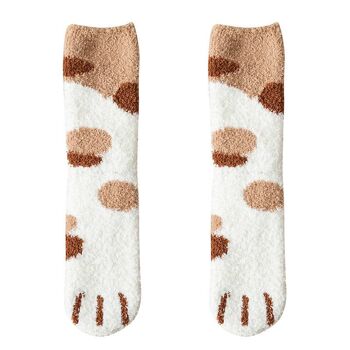 Chaussettes chaudes en polaire pour la maison | dames | imprimé chat | laine | toison | Couleurs variées 7