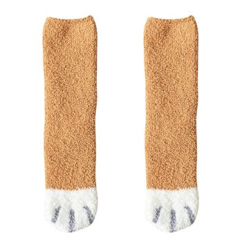 Chaussettes chaudes en polaire pour la maison | dames | imprimé chat | laine | toison | Couleurs variées 8
