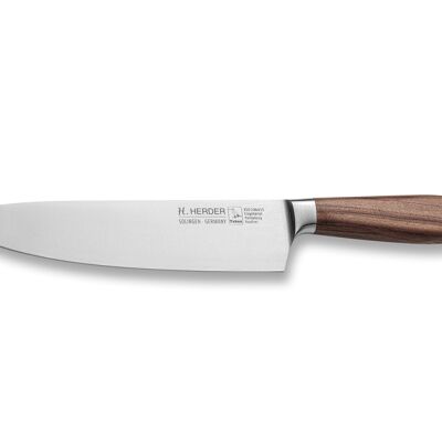Cuchillo de chef forjado H. Herder Solingen, longitud de la hoja 21 cm, madera de ciruelo