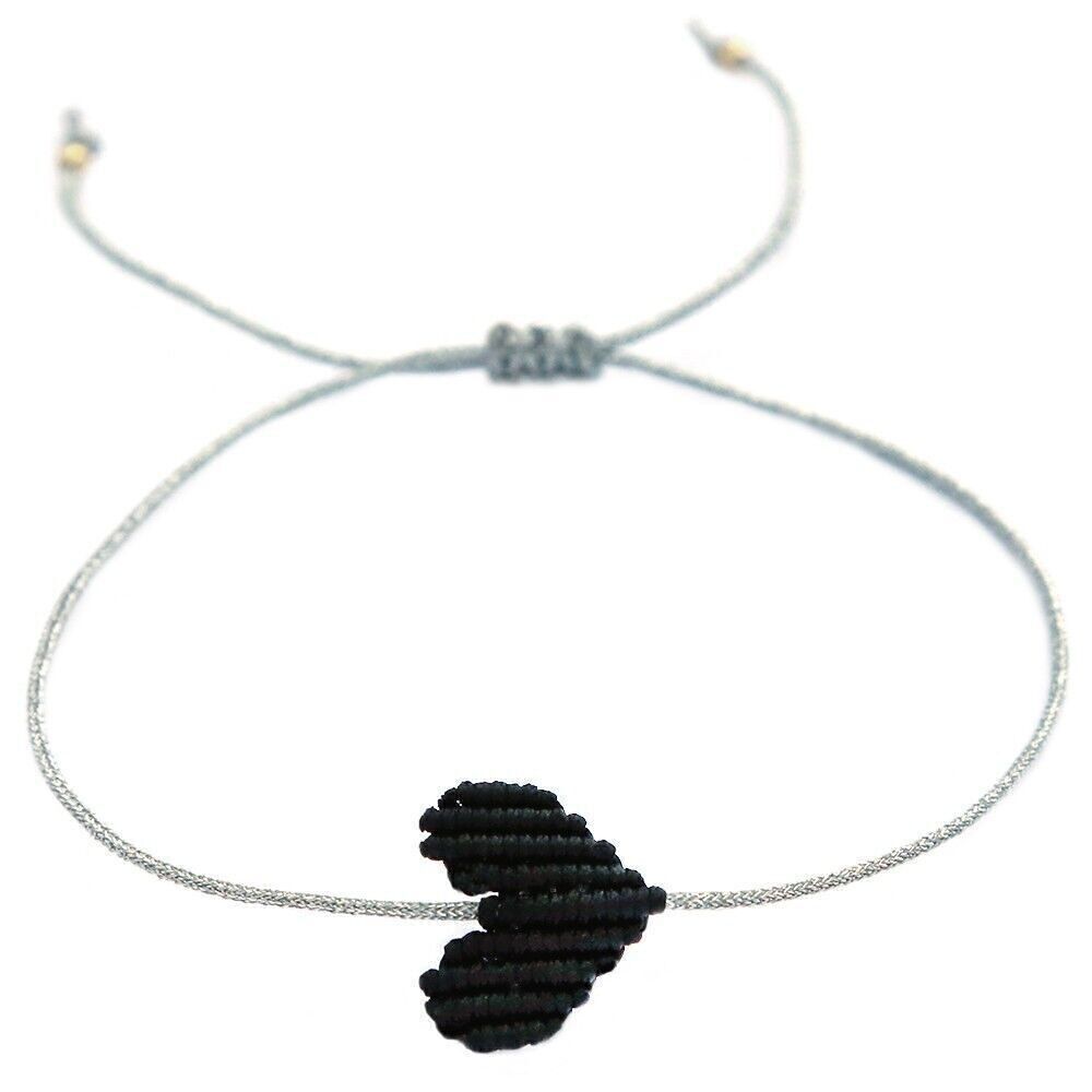 Pulsera corazón negro plata