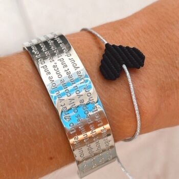 Bracelet coeur noir argent 2