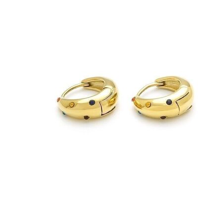 Steel ring earrings and mini encrusted rhinestones