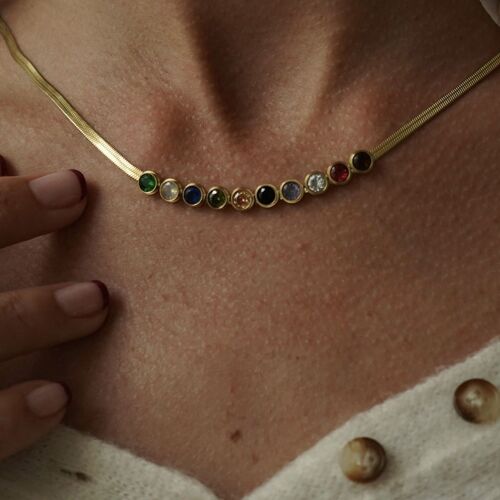 Collier acier strass en rond