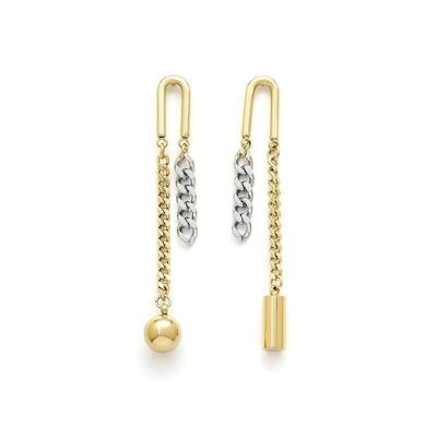 Long chain steel earrings with different meshes, weight and ball charms