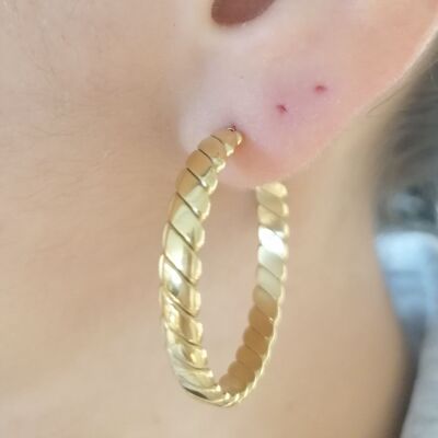 Steel twisted hoop earrings