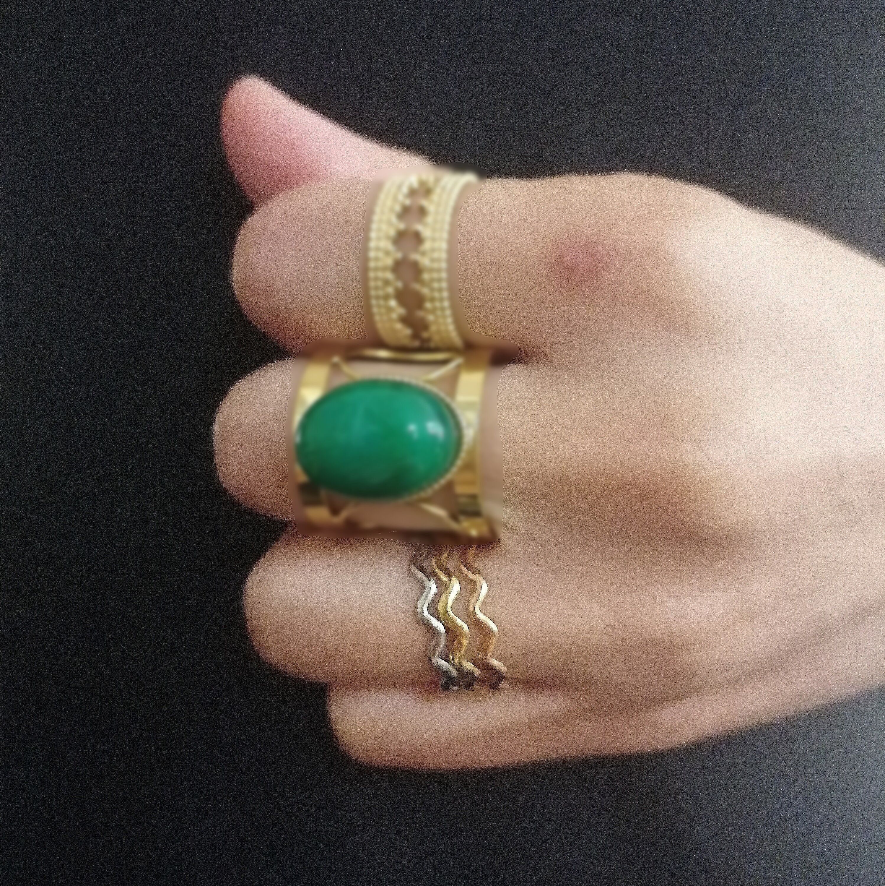 Anello in acciaio 3 file a zigzag