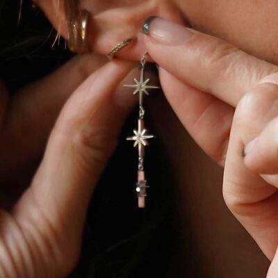 Pendientes navideños de acero 4 estrellas con strass