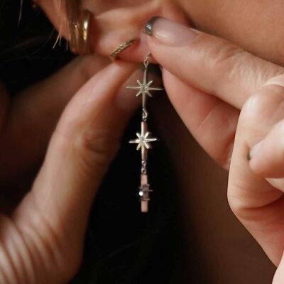 Christmas 4 star rhinestone steel earrings