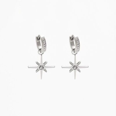 Steel rhinestone star and ring earrings