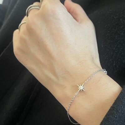 Star and rhinestone steel bracelet