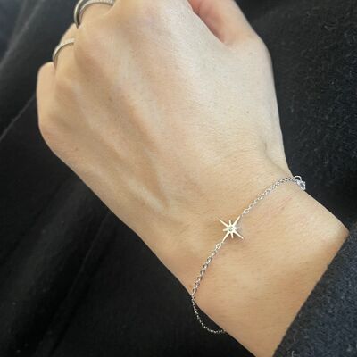 Star and rhinestone steel bracelet