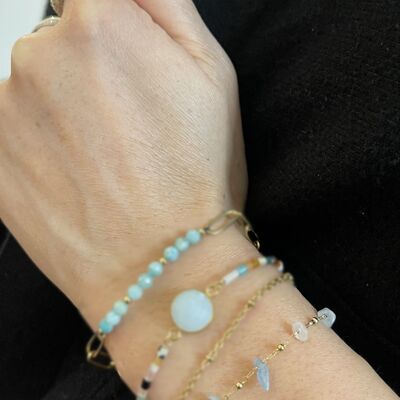 Bracciale in acciaio con catena fine e piccole perle