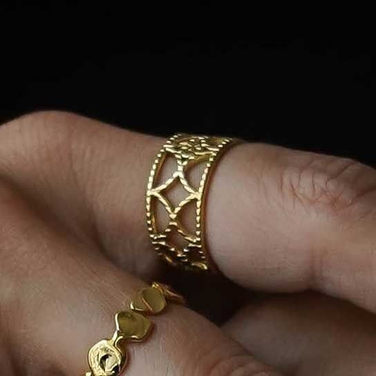 Bague réglable motifs losanges rayés