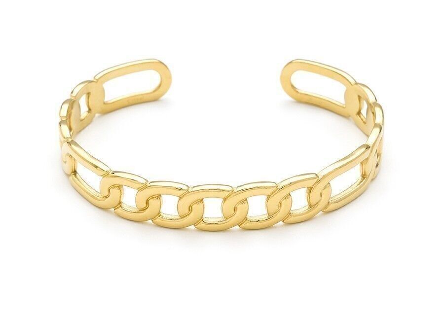 Bracciale rigido circolare e rettangolare in acciaio a maglie di catena