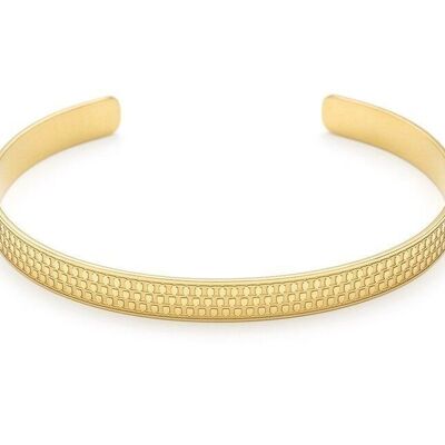 Single steel bangle with 3-row mesh details