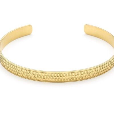 Single steel bangle with 3-row mesh details