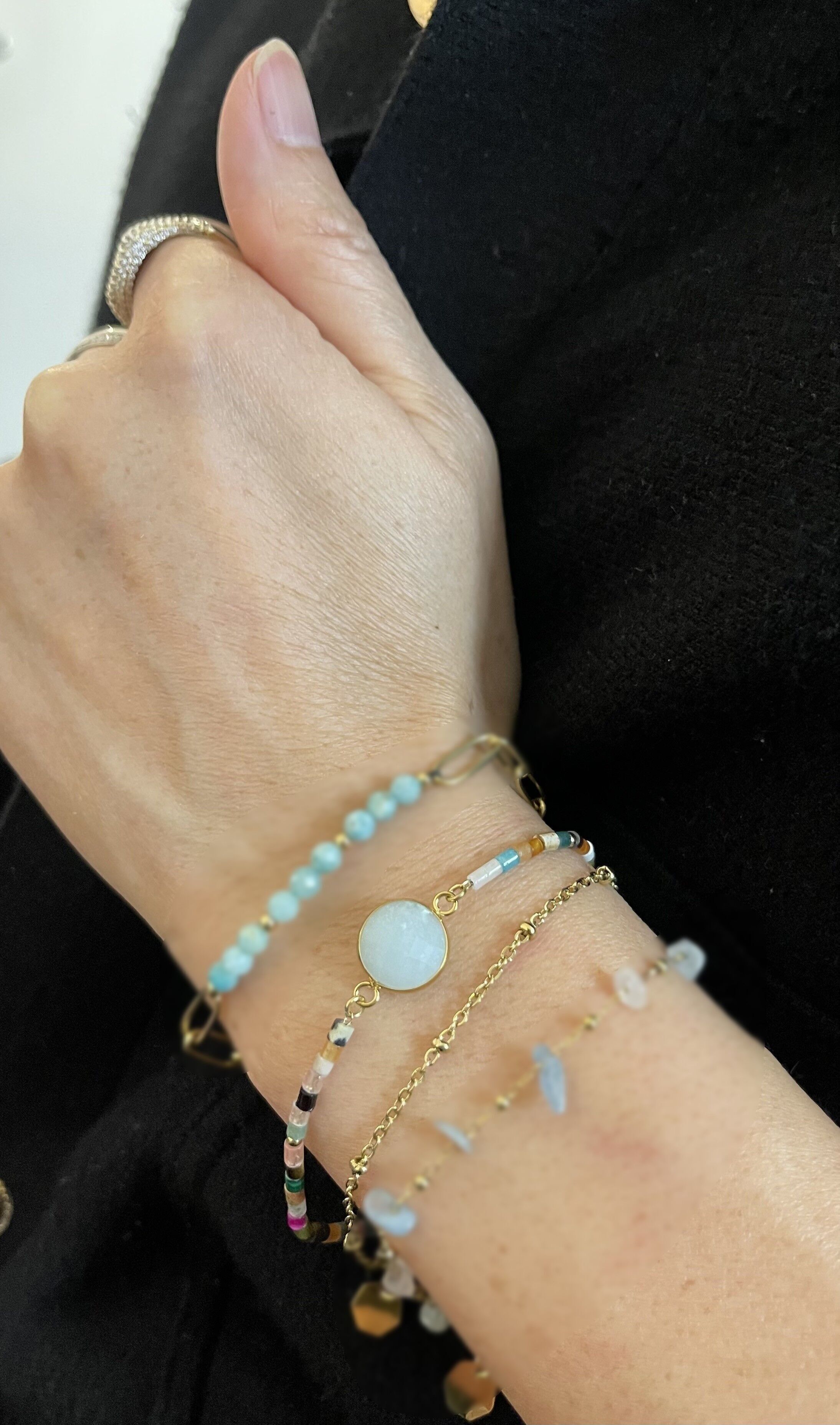 Stahlarmbandkette in Rohrperlen