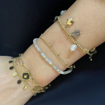 Steel bracelet small flat beads