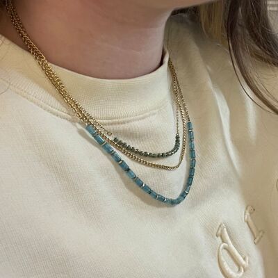 3-reihige Stahlkette, dünne Kette, runde Perlenkette, Perlenketten in Röhren