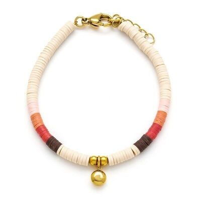 Flat round rubber beads bracelet, single charm