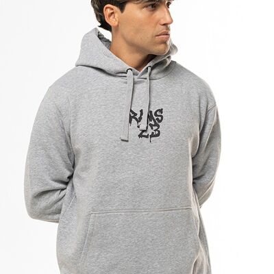 SUDADERA GRAFFITY RAMS 23 Gris Sudadera con capucha y estampado Graffity delantero y trasero