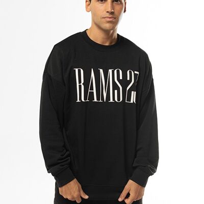 OVERSIZE NEWS ROUND NECK SWEATSHIRT RAMS 23 Black sweatshirt with round neck and Oversize sizing