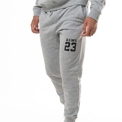 RAMS 23 ORGANIC TROUSERS Gray Thick fleece trousers, with classic RAMS 23 logo vinyl on the left leg