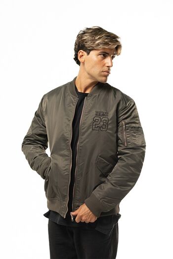 RAMS 23 THICK BOMBER Military Green Blouson aviateur épais, avec broderie RAMS 23 sur la poitrine gauche 1