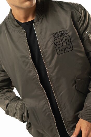 RAMS 23 THICK BOMBER Military Green Blouson aviateur épais, avec broderie RAMS 23 sur la poitrine gauche 2