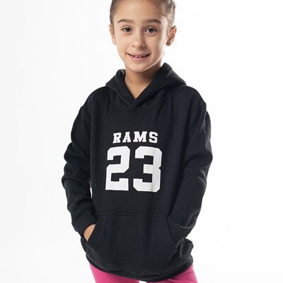 RAMS 23 BOYS CLASSIC LOGO SWEATSHIRT Black Hooded sweatshirt with Classic Logo RAMS 23 print on the front