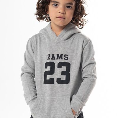 RAMS 23 BOYS CLASSIC LOGO SWEATSHIRT Gray Hooded sweatshirt with Classic Logo RAMS 23 print on the front