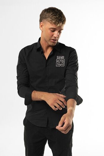 CHEMISE RAMS 23 Chemise en popeline noire avec silhouette RAMS 23 brodée sur la poitrine 4