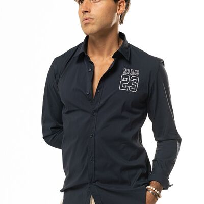 RAMS 23 SHIRT Blue Poplin shirt with embroidered RAMS 23 silhouette on the chest