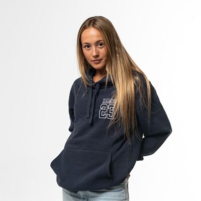 RAMS 23 SILHOUETTE BESTICKTE SWEATSHIRTS Blaues Kapuzen-Sweatshirt mit Stickerei auf der linken Brust der RAMS 23-Silhouette.