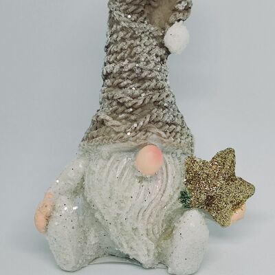 Nain/ gnome assis avec chapeau étoile d'environ 7 cm