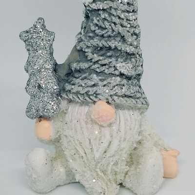 Arbre nain/ gnome assis avec bonnet d'environ 7 cm