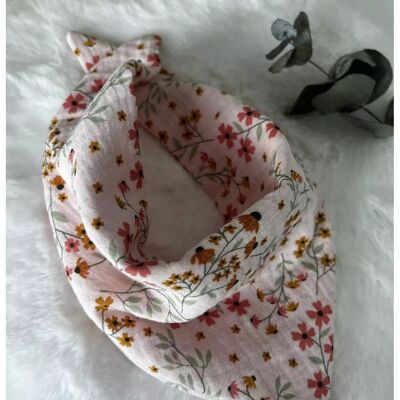 Floral print cotton gauze scarf