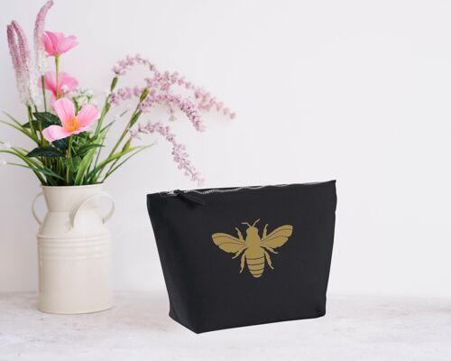 Gold Bee 100% Black Cotton Canvas Accessory Make Up Bag