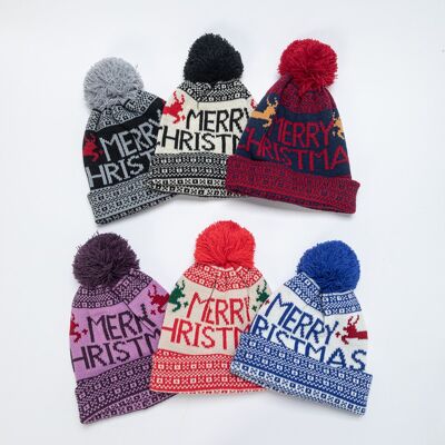 Cappello di lana lavorato a maglia caldo autunno e inverno Cappello di Natale con paraorecchie jacquard